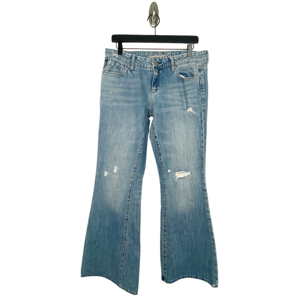 American Eagle Real Flare Distressed Medium Wash Jeans Size 10 Regular
